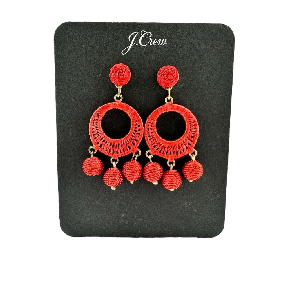J. Crew Earrings NWT Red Hoop Boho Style Dangle